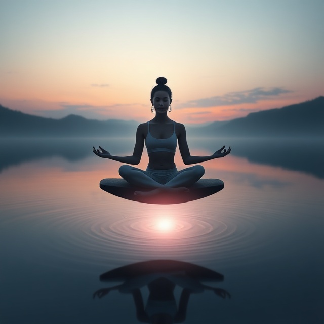 Persona meditando en la naturaleza